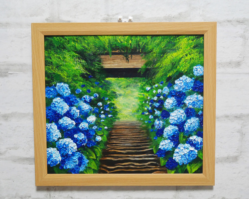 「中尊寺ハスの花咲く」 油彩画・油絵 中尊寺ハスの花咲く」 油彩画・油絵 最安値級価格 中尊寺ハスの花