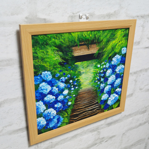 油絵 油彩 油彩画 絵 絵画【紫陽花寺】 絵画 HR 通販 17833011