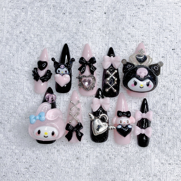 キャラクターネイル　痛ネイルオーダー　地雷系　量産型　ネイル　キラキラネイル 地雷ネイル ネイルチップ 地雷 量産 キャラクター 痛ネイル 量産型