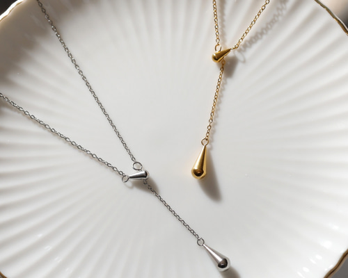 【お1人様1点限り】 ドロップチェーンネックレス アジャスター付き《ゴールド アクセサリー