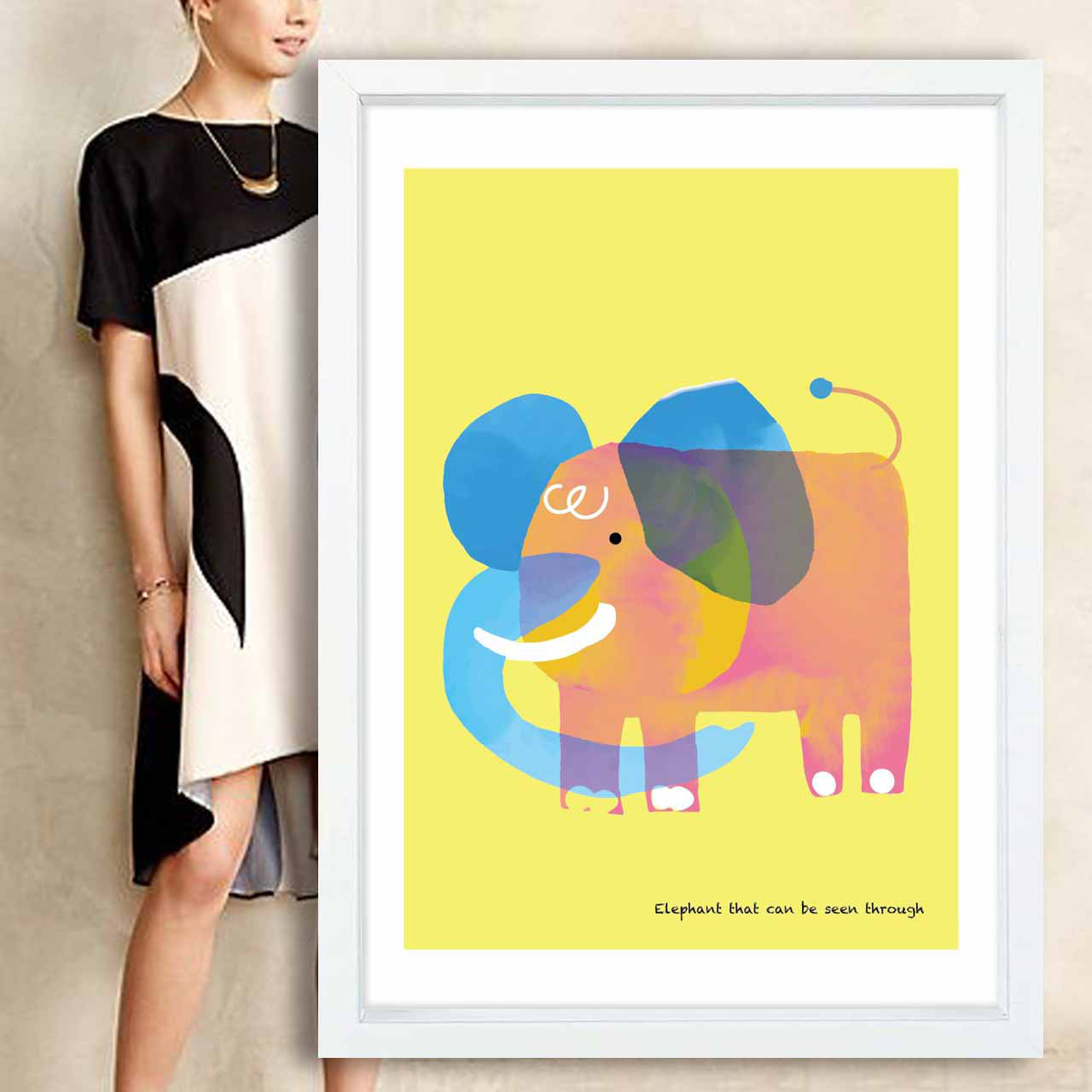 スケルトン　ゾウ　イラスト　ポスター　A4 A3 A2 A1　アート  　アートポスター　sei検索　2203