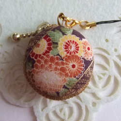 和柄・桜✽エンジ系/マカロンコインケース4cm(マカロンポーチ