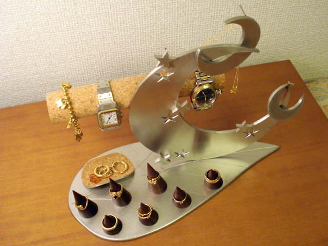 腕時計スタンド　腕時計インテリア　リーフトリプルクロス三日月アクセサリー収納スタンド