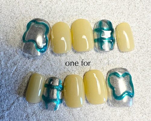 ［04］ネイルチップ ぷっくりネイル ミラーネイル 癖ネイル 個性派 オーダー 85 個性的ネイル/ぷっくりネイル/ワンカラーネイル/奥行きネイル