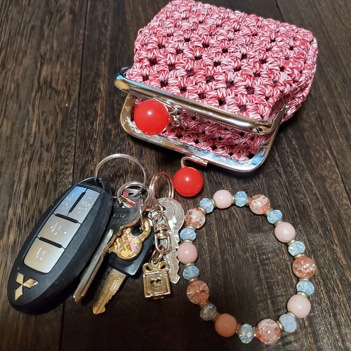 ❤【あめ玉がま口小銭入れ(縦長)】❤️財布 クラフトバンド 小物