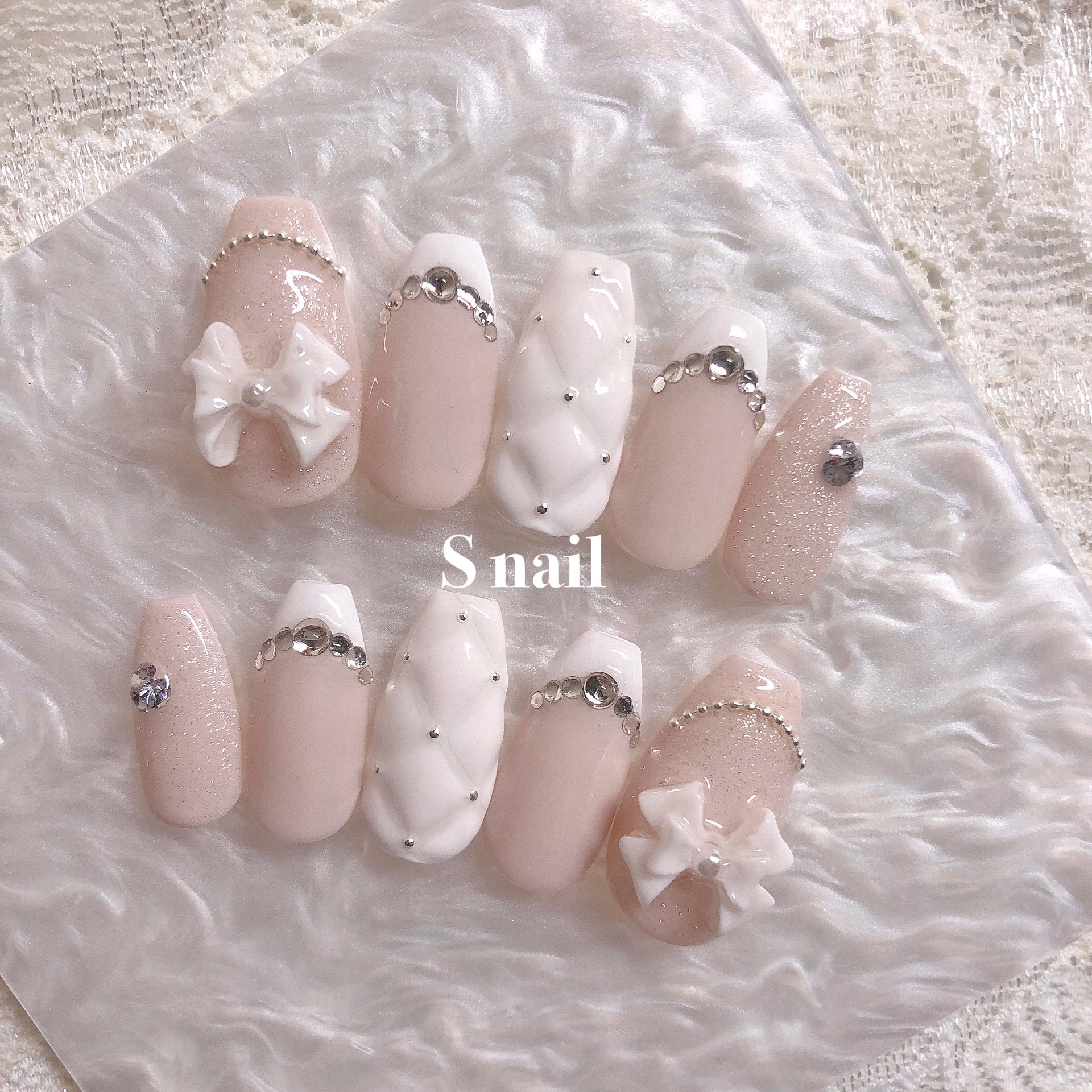 20))ワンホンネイル フレンチガーリー マグネットネイル ピンクネイル ブルー nail salon Mignon ワンホンネイル／韓国ネイル／透け感ネイル