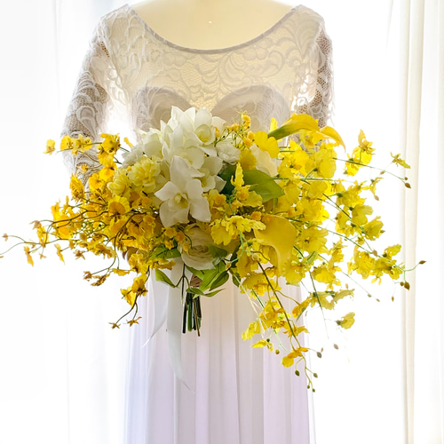 黄色 イエロー オンシジュームブーケ ウェディング クラッチブーケ  
