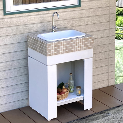 おしゃれなガーデンシンク 【ベージュタイル】 屋外用シンク おしゃれなガーデンシンク 【ベージュタイル】 屋外用シンク