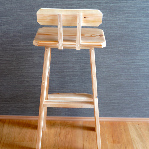 背もたれ付き木製カウンターチェア 椅子（チェアー）・スツール