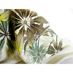 袋帯（アルボリコラ・観葉植物）（グレー色・薄緑色） 8枚目の画像