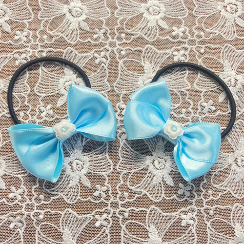❤︎ツインテールキッズヘアゴム❤︎アクアブルー《240609-02 