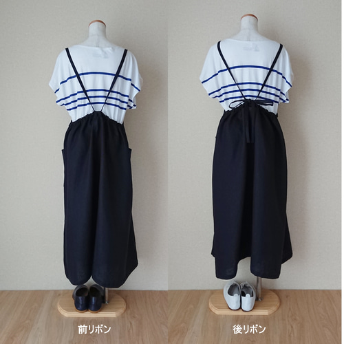 la couronne de fleur リネン エプロン ワンピース 作家さん リネンエプロンワンピース Navy ワンピース Petal* 通販