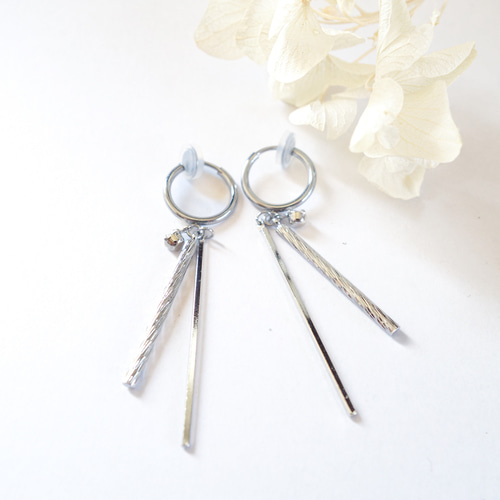 馬の目 淡水パール ジルコニアチャーム フープイヤリング