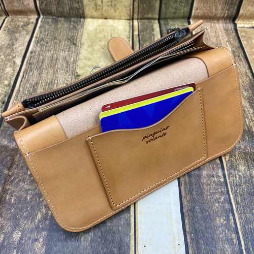 姫路レザー】長財布 バイカーズウォレット キャメル カード入れ
