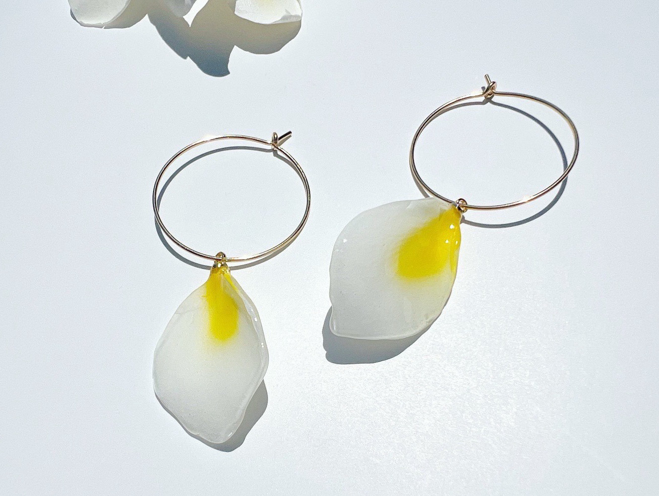 本物のお花 プルメリアの花びら 14kgfフープピアス