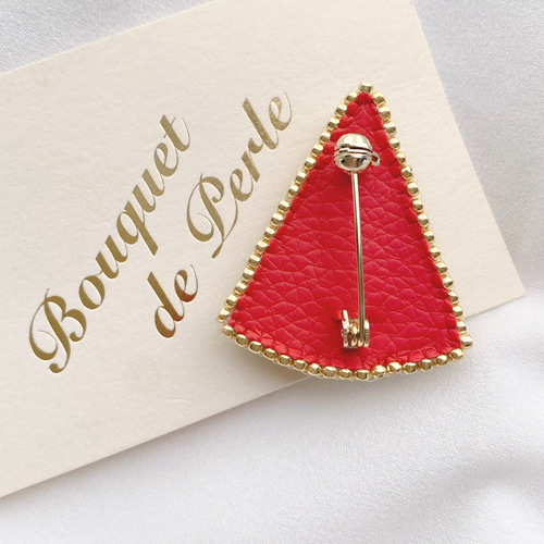 ビーズ刺繍 ミニ ブローチ 【 スイカ ( 赤 ) 】 ブローチ