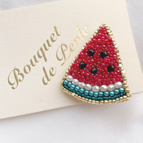 赤エビ　ビーズ刺繍ブローチNO.3 赤エビ ビーズ刺繍ブローチNO.3 ビーズ刺繍のブローチ3