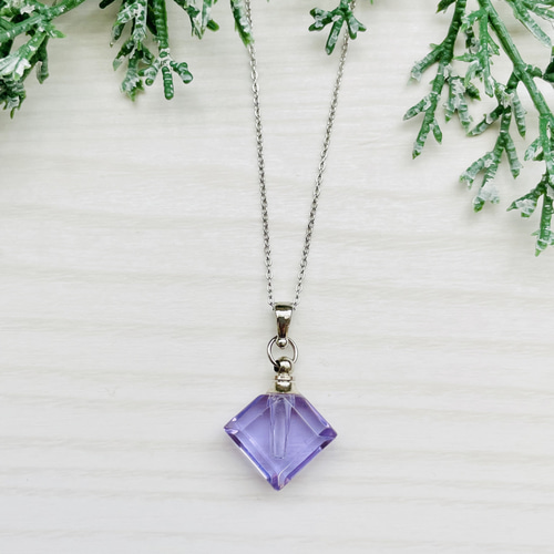 数量限定 ひし形ガラスのアロマペンダント【サージカルステンレス】5色