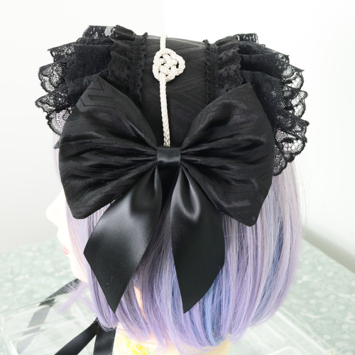 黒菱 ヘッドドレス ロリータ ロリィタ 成人式 黒 ヘッドドレス