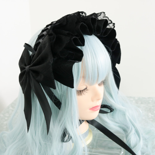 黒菱 ボンネット ヘッドドレス ロリータ ロリィタ ヘッドドレス