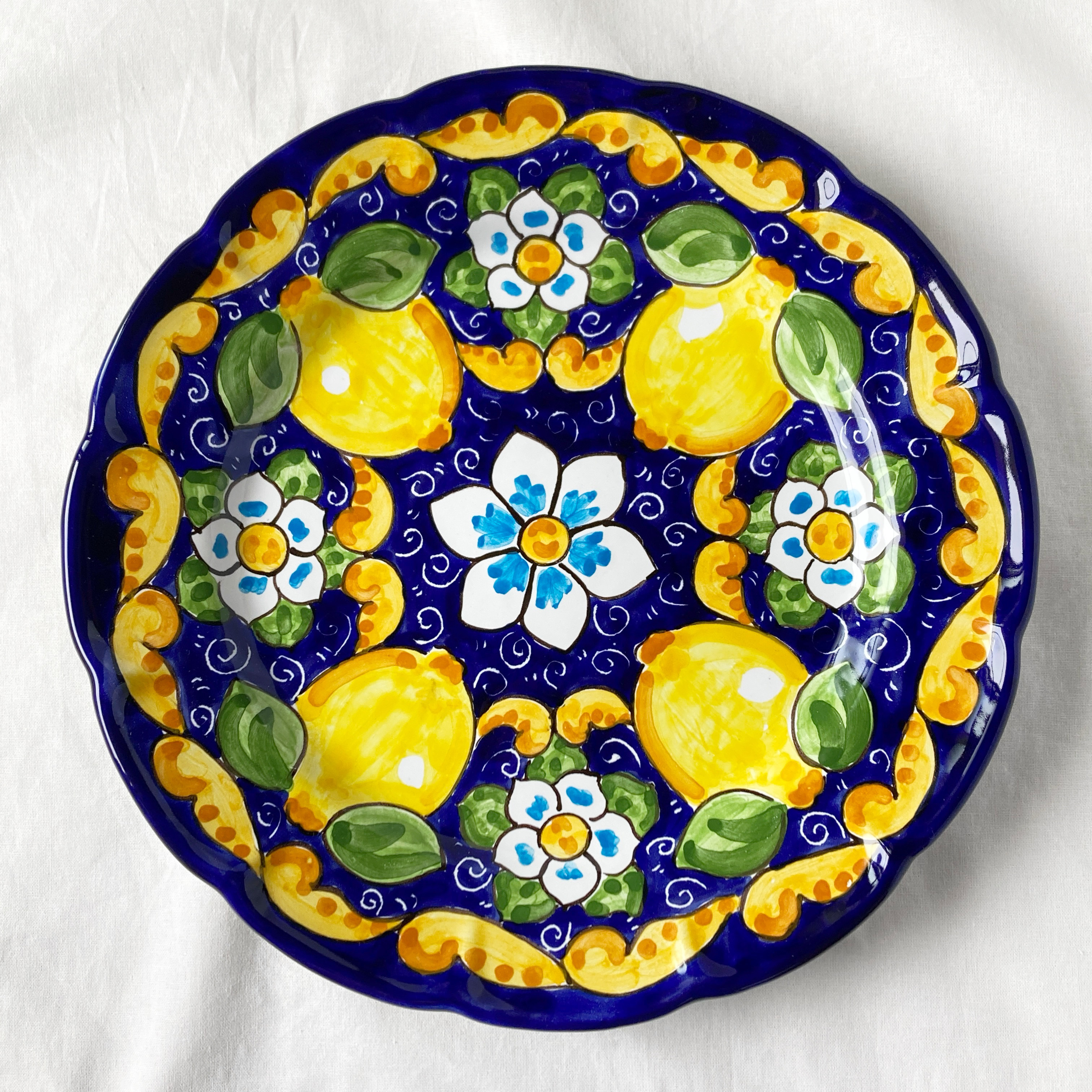 絵皿 26cm GEO045 マヨリカ焼き イタリア陶器 レモン柄 ディナー