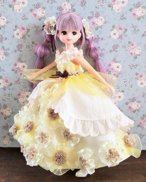リカちゃん イエロードレス ハンドメイド服 ドール服 人形服