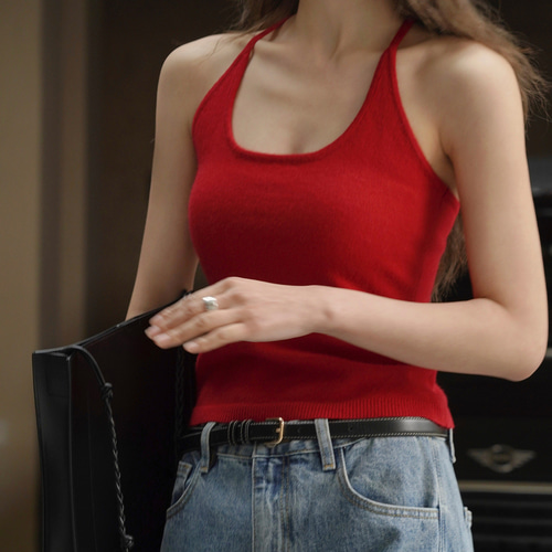 【 人気カラー 】 エルメス　ノースリーブ　トップス　ニットタンクトップ　赤 レディースニットトップス タンクトップ ノースリーブ 無地 タイト