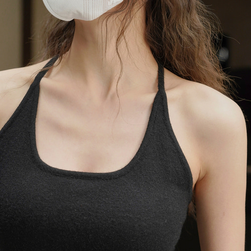 アメカジ セクシー 純色 ノースリーブ ニット タイトタンクトップ