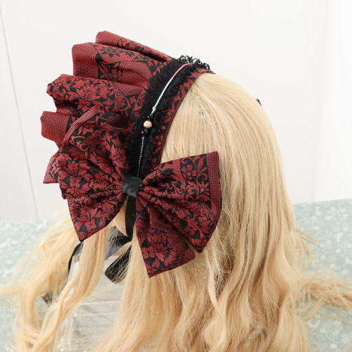 蘇芳 ボンネット ヘッドドレス ロリータ 和ゴス ヘッドドレス 蘇芳 ボンネット ヘッドドレス ロリータ 和ゴス ヘッドドレス