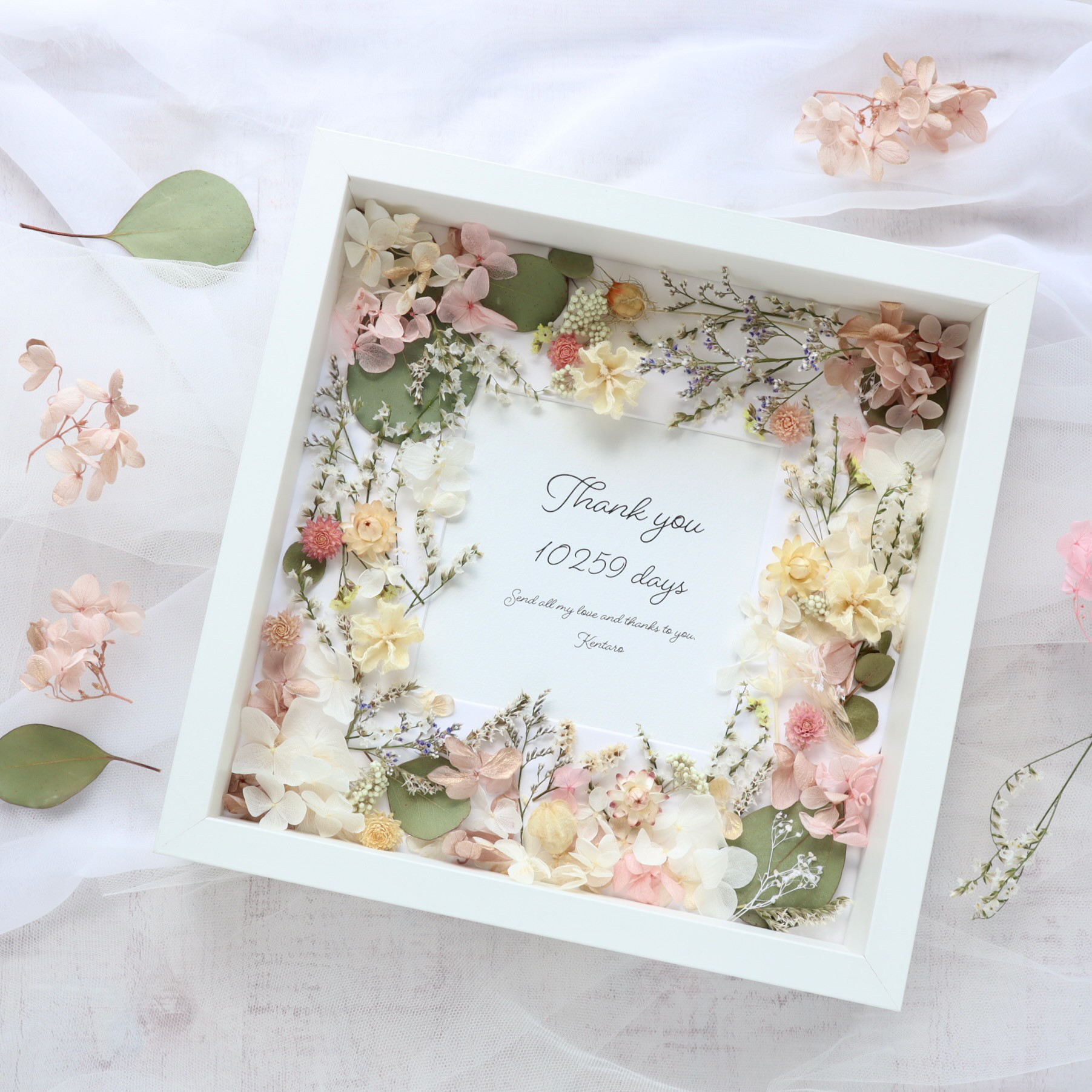 ナチュラル小花の両親贈呈品 ＊ナチュラルピンク  子育て感謝状  記念品  結婚式