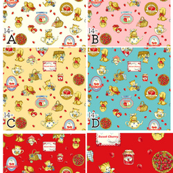 新入荷！キルトゲイト♪『マーガレット＆ソフィ　猫や犬柄　イチゴ　ー水色地』～50㎝単位でカット〜 3枚目の画像