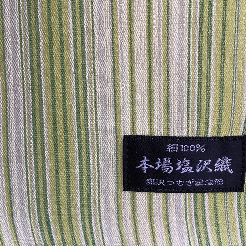 夏塩沢シルクストールE（黄緑×白） ストール tsumugi-kan 通販