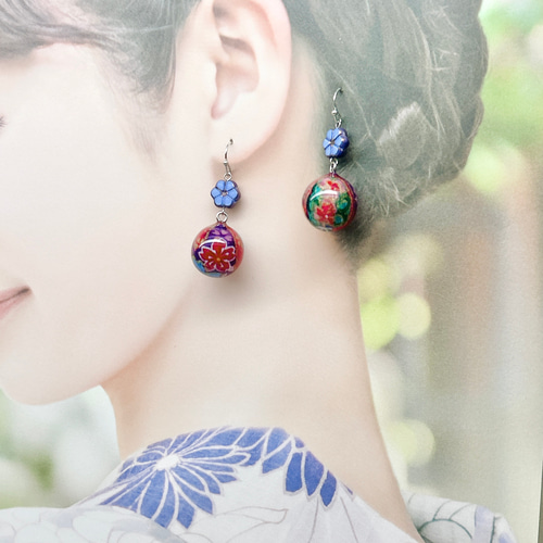 ちまっ♡チェシャ猫風&風鈴風　樹脂薔薇　ピアス/イヤリング✩*॰¨ ちまっ♡チェシャ猫風&風鈴風 樹脂薔薇 ピアス/イヤリング✩*॰¨