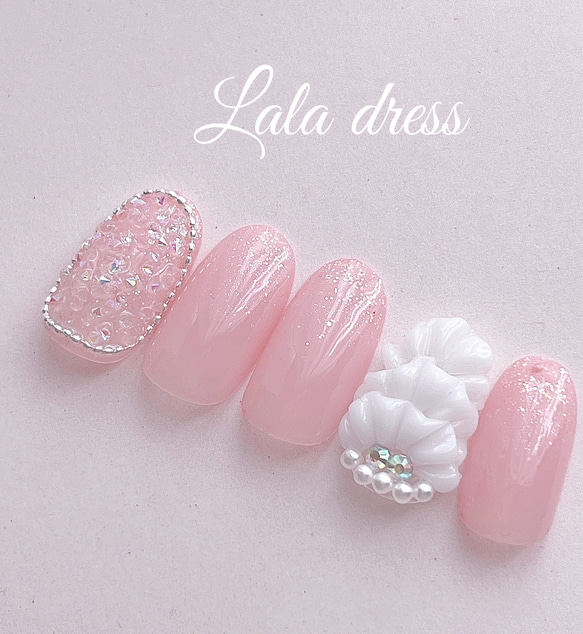 オーダー】ネイルチップ パール ピクシー ブルー リボン