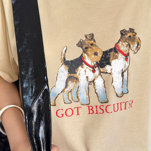 韓国風 カジュアル かわいい犬プリント ゆったり ラウンドネック