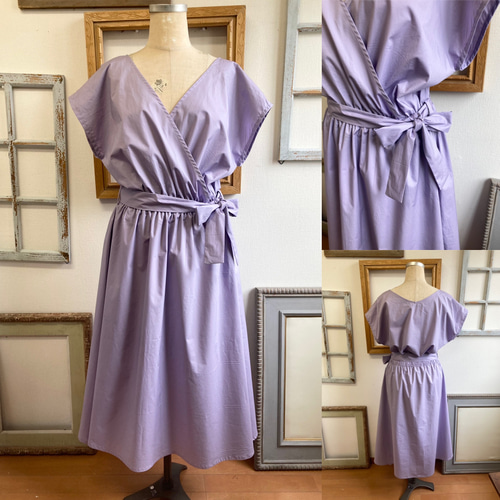 セール価格☆大人ラベンダー❤️カシュクールワンピース