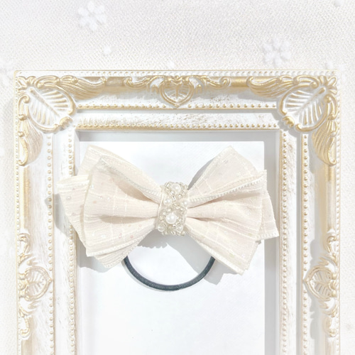 ♥ホログラムシフォンリボンꕤ全2色♥【ベビー キッズ ヘアクリップ