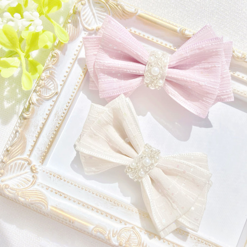 ♥ホログラムシフォンリボンꕤ全2色♥【ベビー キッズ ヘア