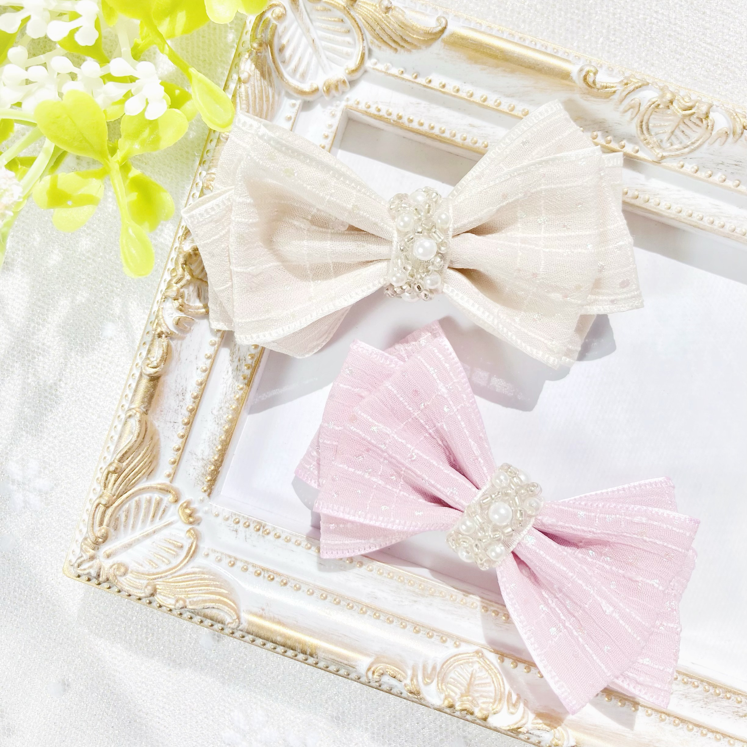 ❁シフォンペタシャムリボン❁ ベビーヘアピン　ベビーヘアクリップ　ベビーヘアゴム ❁シフォンペタシャムリボン❁ ベビーヘアピンベビーヘア