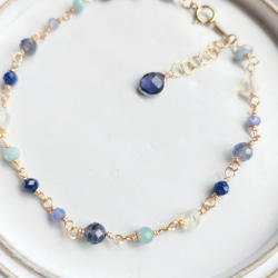 一点物】雫 ラブラドライト の ベアゴム ✩.*˚天然石×ヘアゴム 一点物