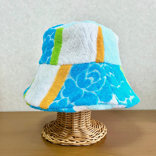 VINTAGE TERRY HAT / アップサイクル タオル地バケットハット 深め 花