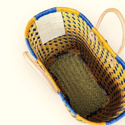 フランス アンティークパニエ プロヴァンスプリント 白いかご ラタン