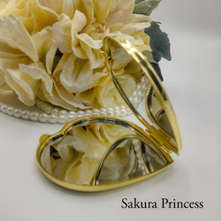 プリンセス☆ハートのコンパクトミラー☆グリーン 2枚目の画像