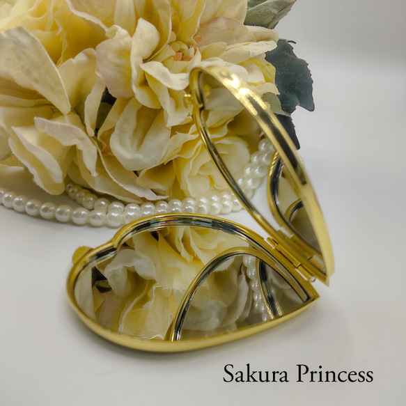 プリンセス☆ハートのコンパクトミラー☆グリーン 2枚目の画像
