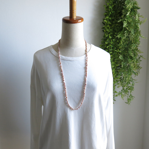 ピンク～パープル モーヴ系 淡水パールネックレス ロングネックレス