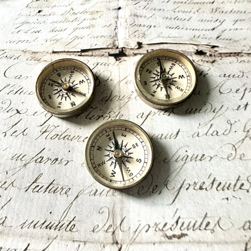 1個 1900s ドイツ 18mm レア アンティークコンパス ラウンド 