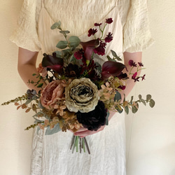 ボルドーカラー♡ブラウンのシックなウェディングブーケ