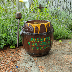 オープンペール缶 20L リメイクウッド仕上げ 薪入れ テーブル