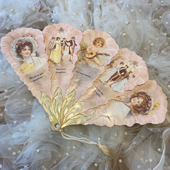 再・再入荷！ヴィクトリアン＊扇・Fan・グリーティングカード＊ピンク