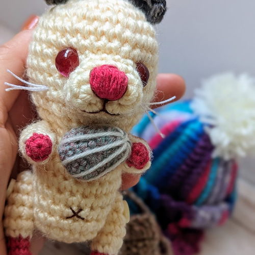 あみぐるみ ちゃん♡見本となります 印刷編み図】郵送版｜あみぐるみ*なりきりくまちゃん(着ぐるみどうぶつ